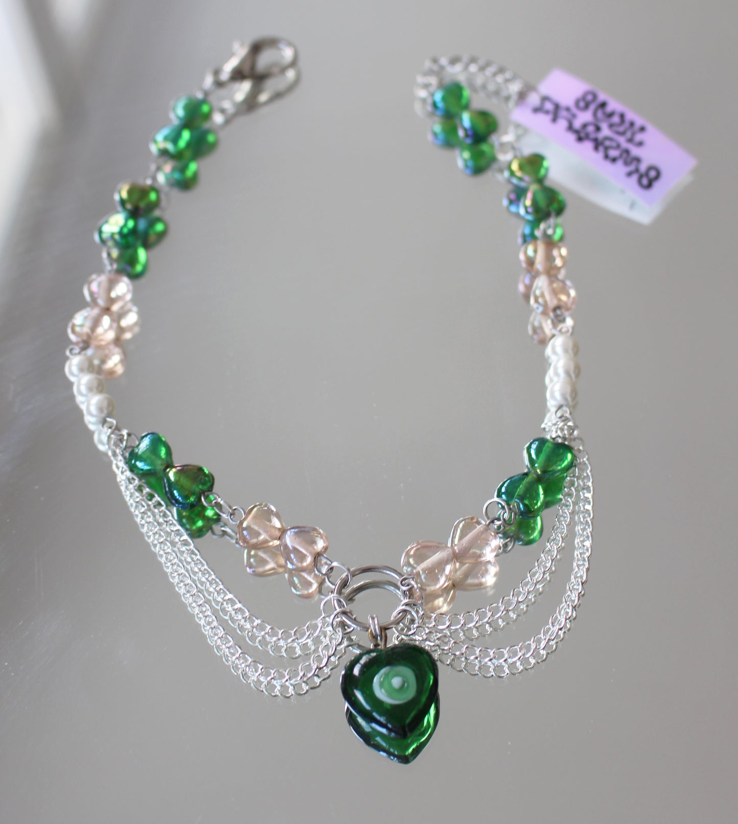 A AB PANTHER GREEN PEARL CHOCKER