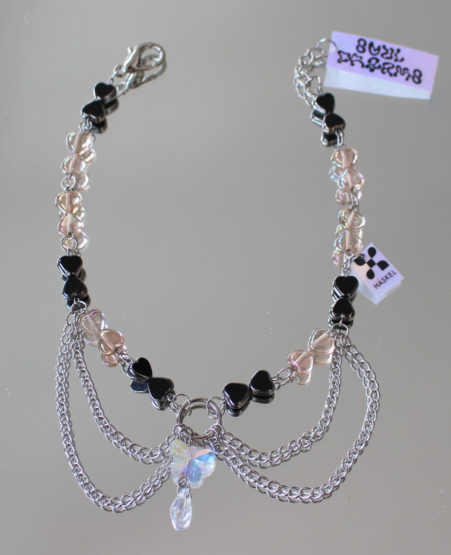 A AB CHAIN BLACK HEARTS CHOKER