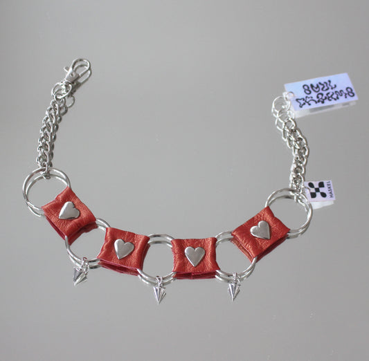 A AB ACHOKER RED HEART LUX SPIKES CHOKER