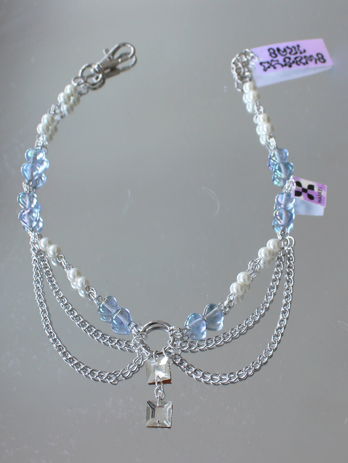 A AB PANTHER BABY BLUE PEARL CHOCKER