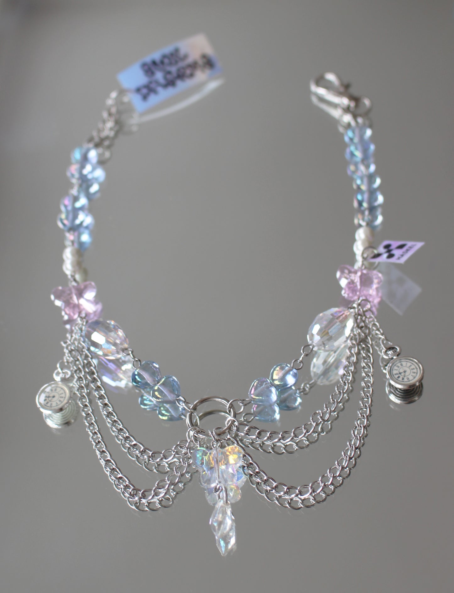 A AB PANTHER BABY BLUE PEARL CHOCKER