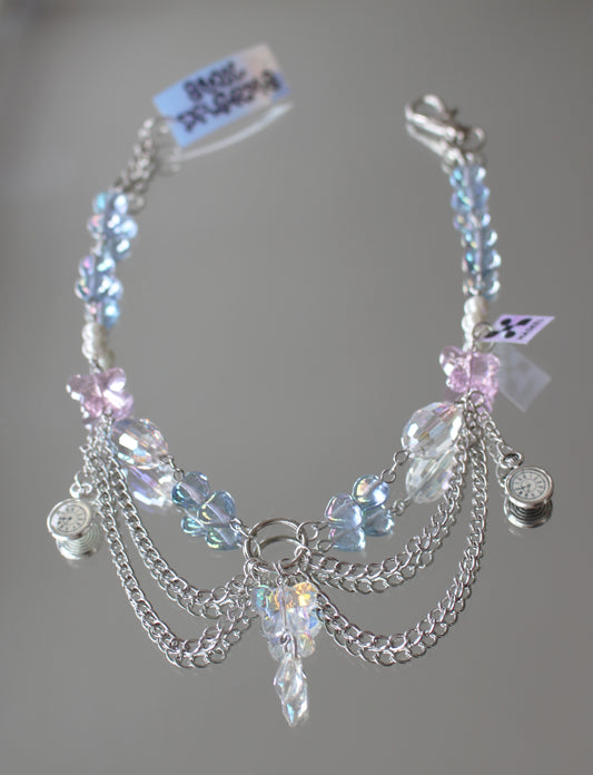 A AB PANTHER BABY BLUE PEARL CHOCKER