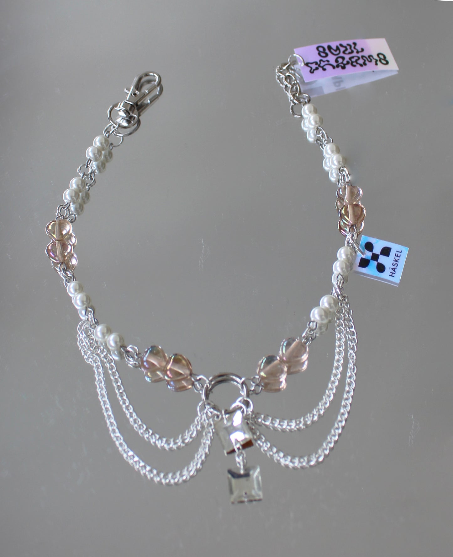 A AB PANTHER BABY PINK 2 PEARL CHOCKER