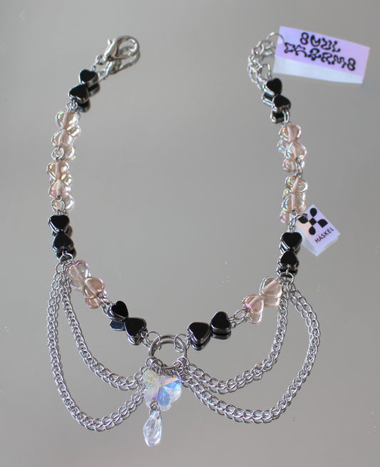 A AB CHAIN BLACK HEARTS CHOKER