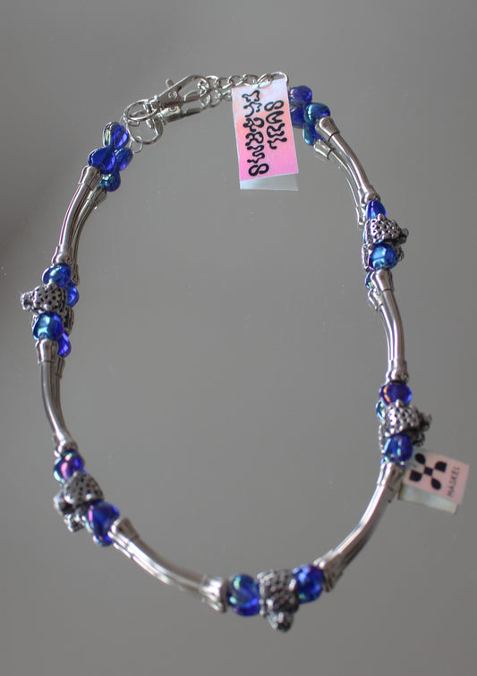 A AB TUBE BLUE ARG NECKLACE