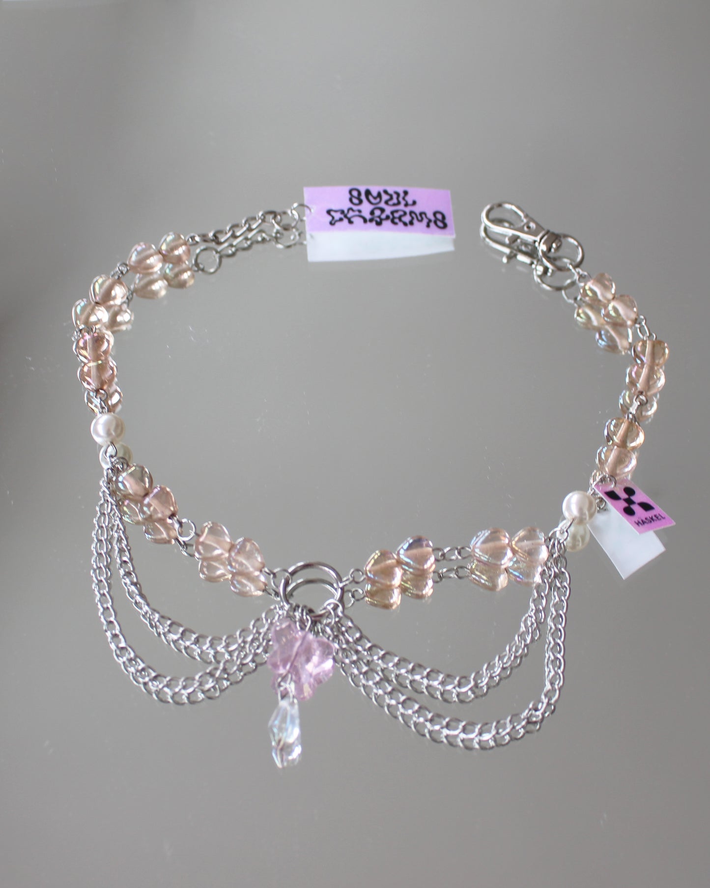 A AB CHAIN PINK CHOKER